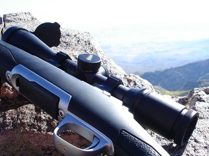 X-Bolt Stainless Stalker and my Nikon 4-16xSF BDC rifle scope on a cliff