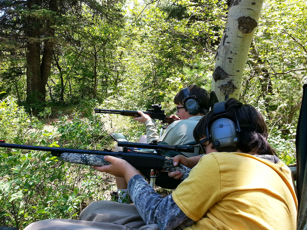 Landen and KB Shooting BB gun and BL-22 rifles
