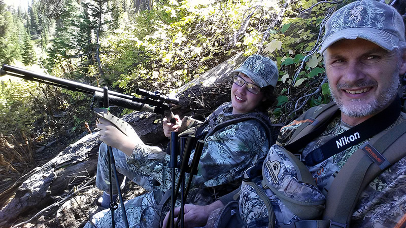 Dallen smiling after shooting 3x4 buck